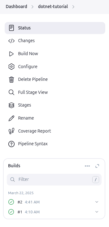 Last Build in Builds widget