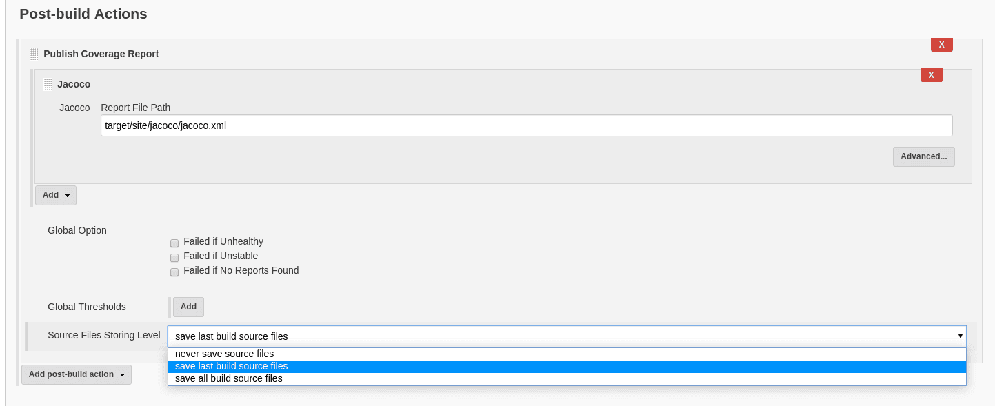 Source File Navigation Configuration source files config